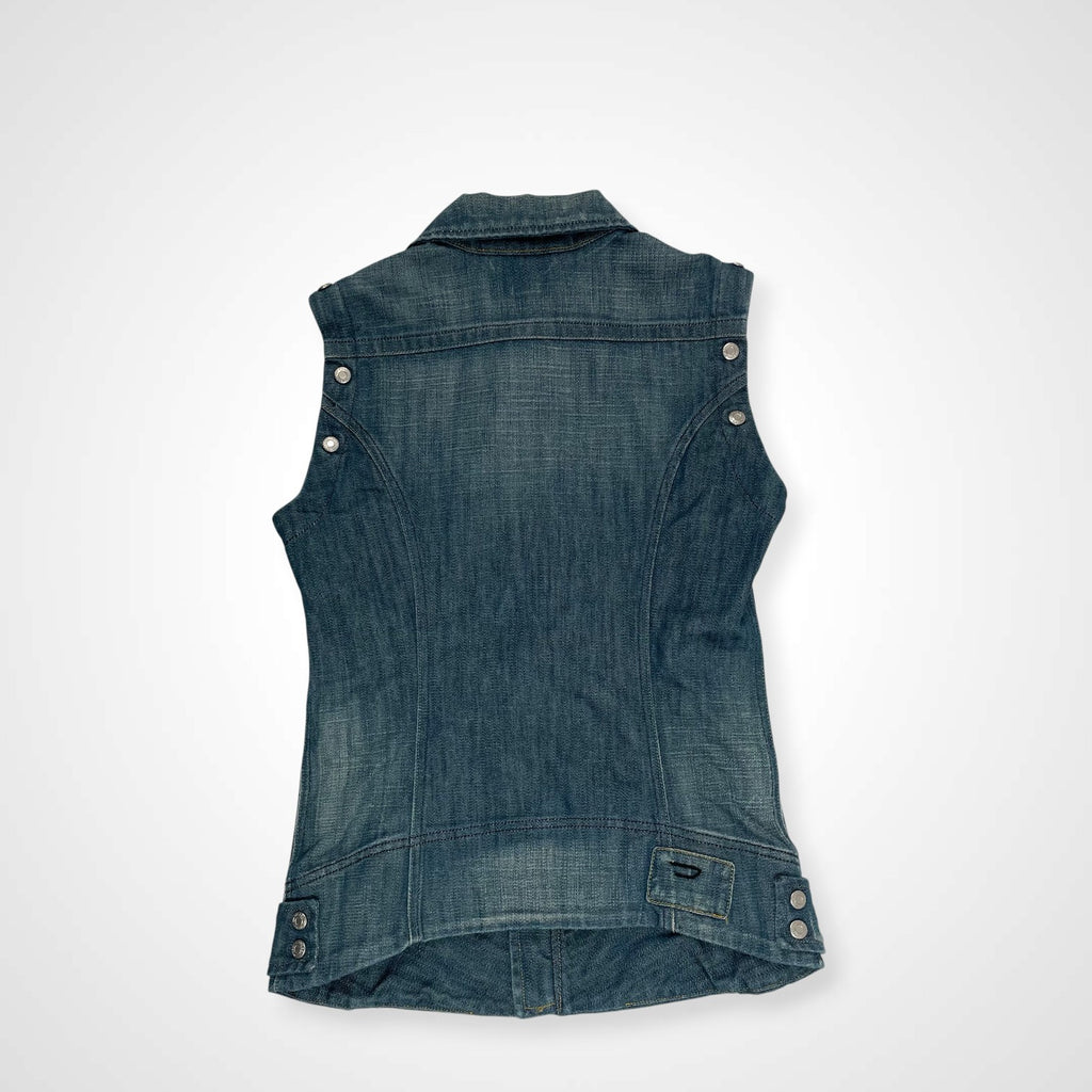 DIESEL ディーゼル / 00s ギミックジップデニムジャケット ライダース ベスト SIZE：S