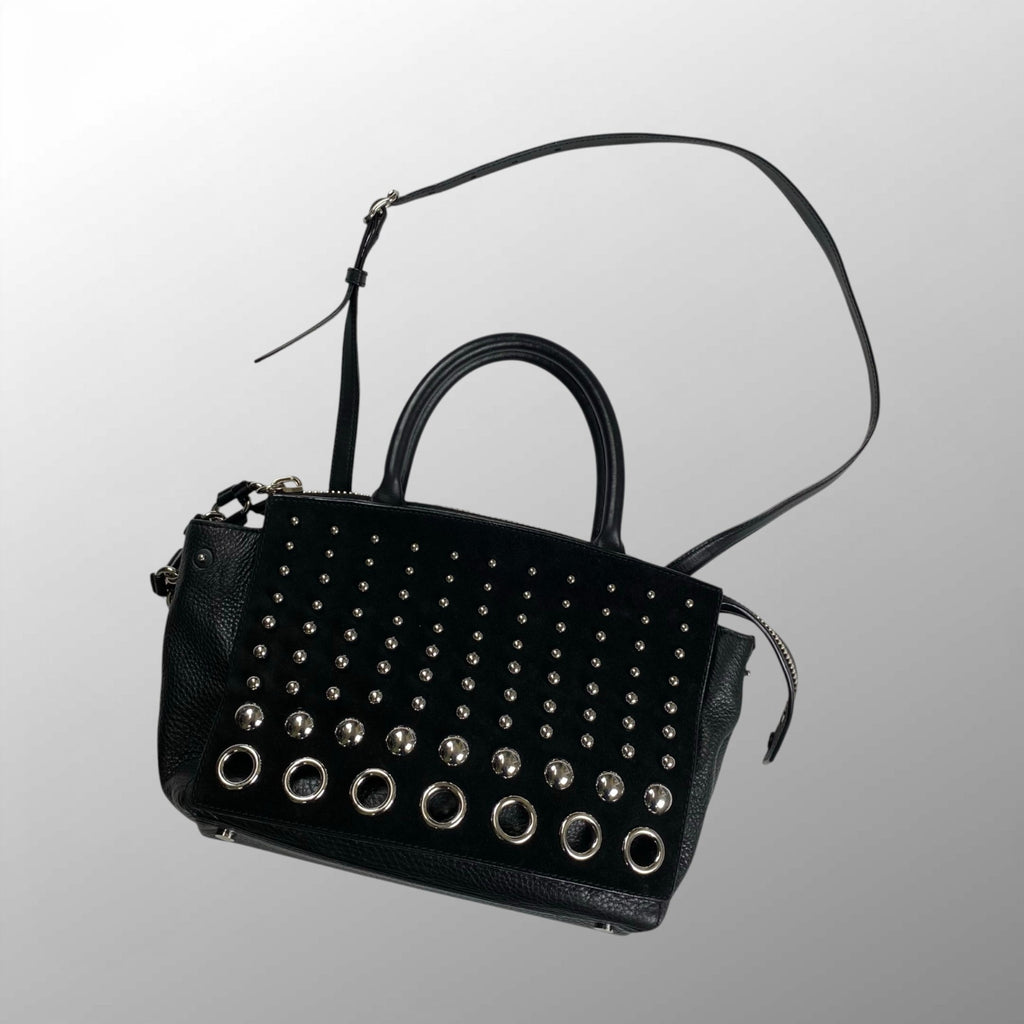 Alexander Wang アレキサンダーワン / フラップ ボールスタッズ レザー2WAY ショルダー バッグ ブラック シルバー