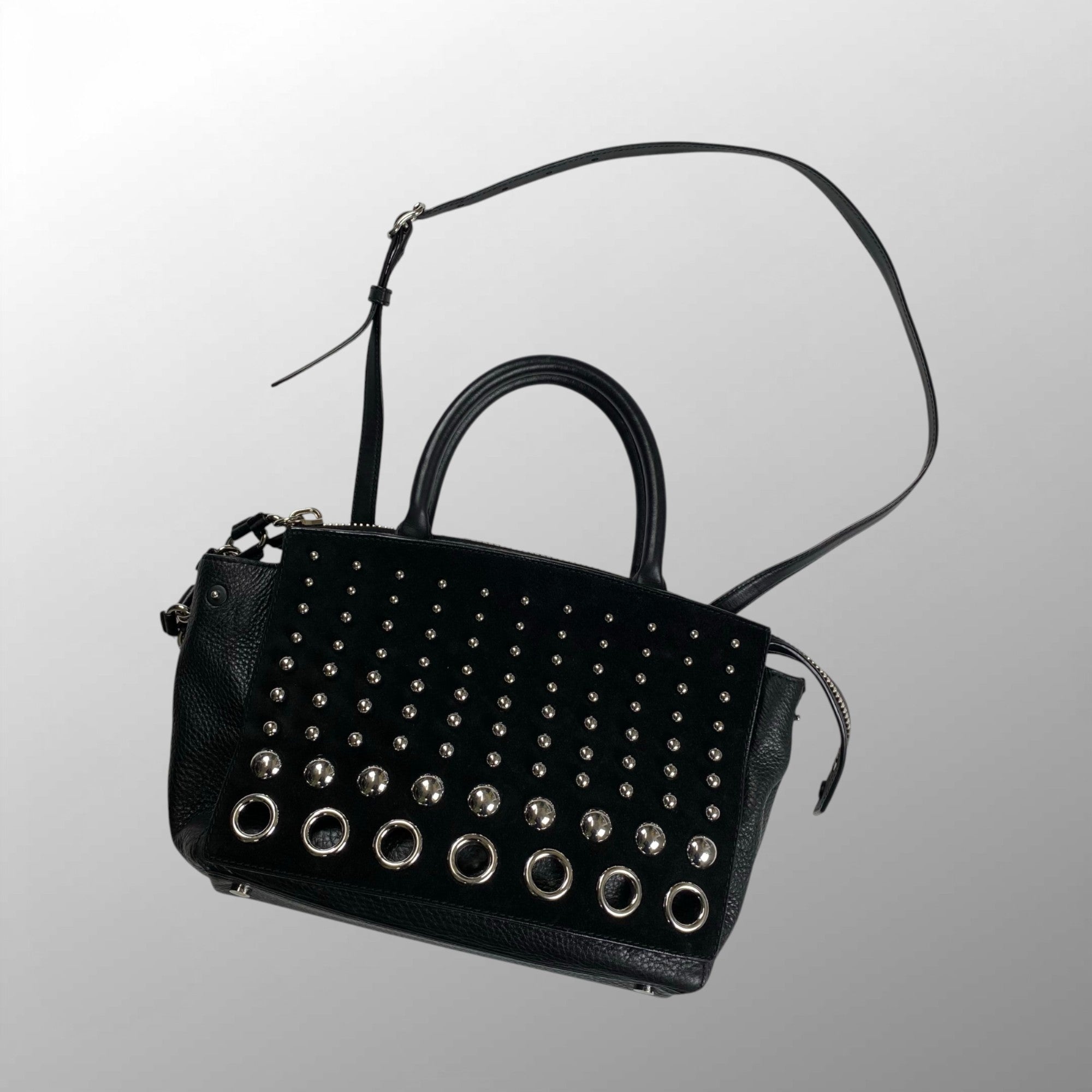 Alexander Wang アレキサンダーワン / フラップ ボールスタッズ レザー2WAY ショルダー バッグ ブラック シルバー