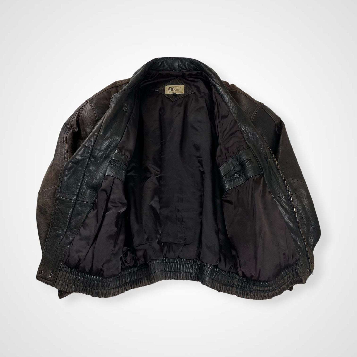 VINTAGE ヴィンテージ / レザーライダースジャケット 短丈 茶芯 SIZE:L
