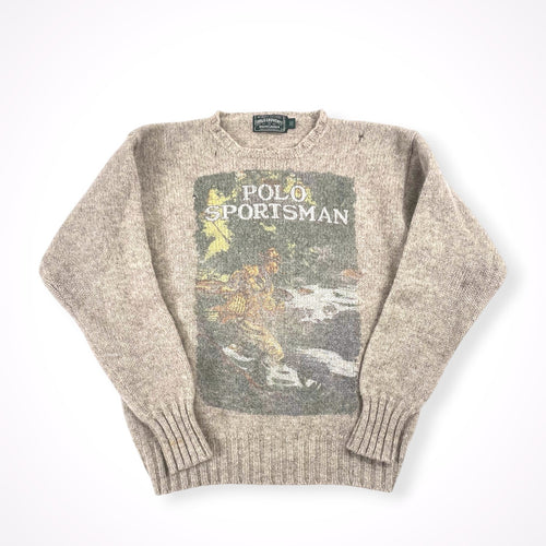 POLO COUNTRY / VINTAGE ルアーマンプリントニット 当時物 SIZE:L