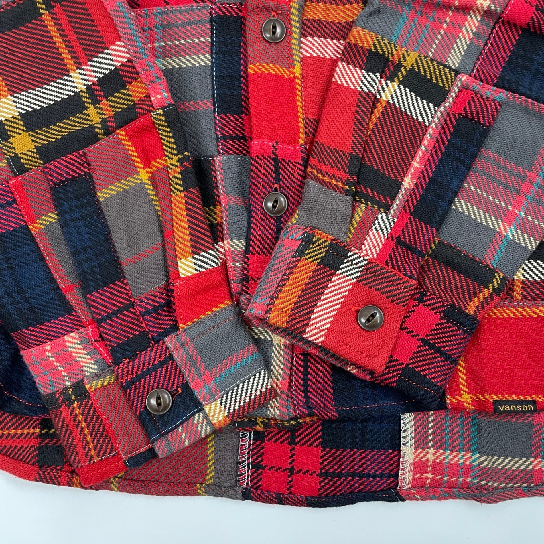 vanson / ヘビーネルチェック パッチワークシャツ 未使用品 参考定価：15,800+tax SIZE:L