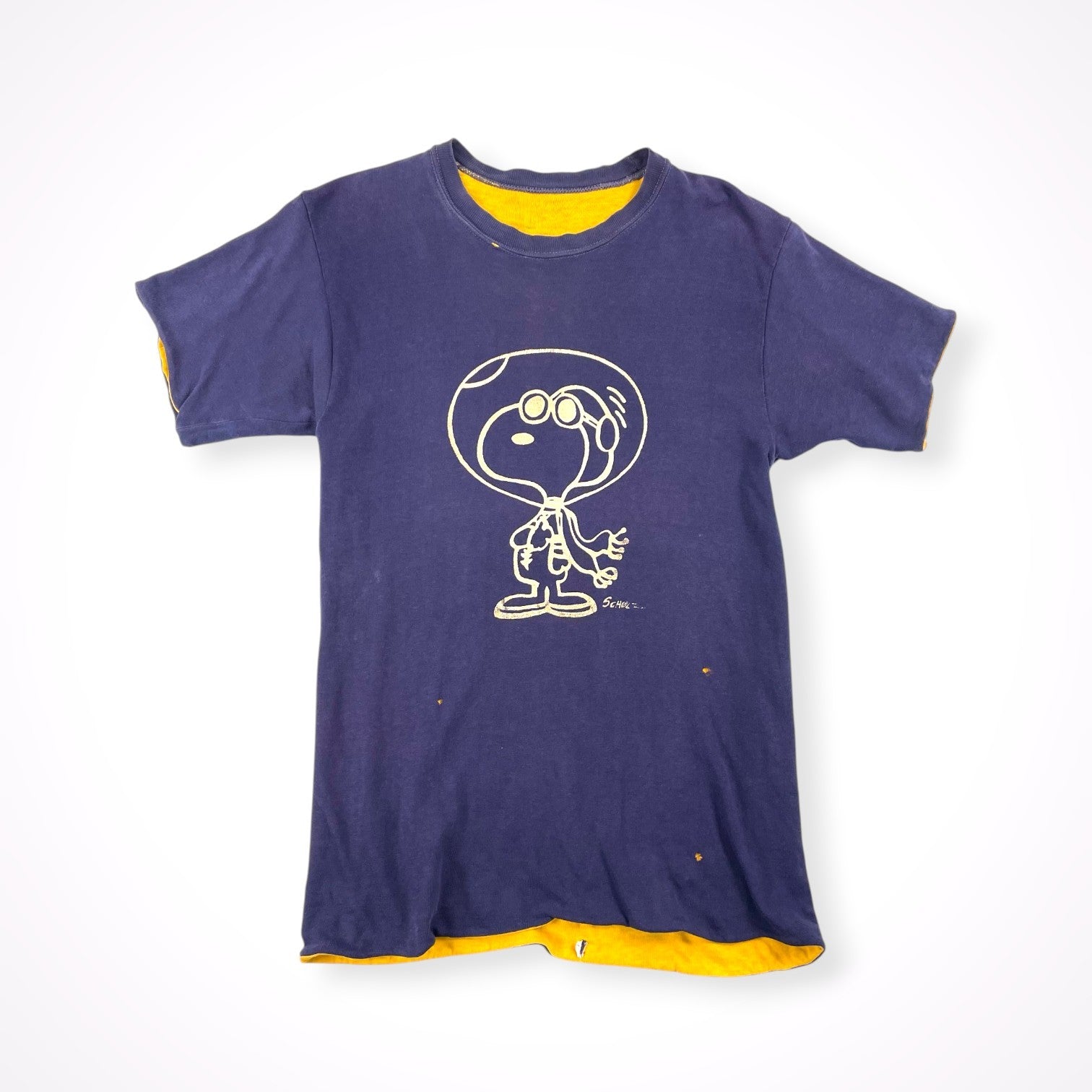 VINTAGE / 推定7-80s アストロノーツスヌーピー ダブルフェイスTシャツ SIZE:S-M程度