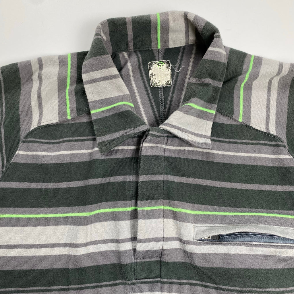 01SS UNDERCOVER アンダーカバー / アーカイブ ネオンボーダー ポロシャツ グレー×グリーン Z239-2 SIZE:M