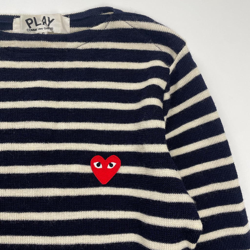 PLAY COMME des GARCONS プレイ コムデギャルソン / ハートロゴ ウールボーダーニット SIZE：S