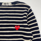 PLAY COMME des GARCONS プレイ コムデギャルソン / ハートロゴ ウールボーダーニット SIZE：S