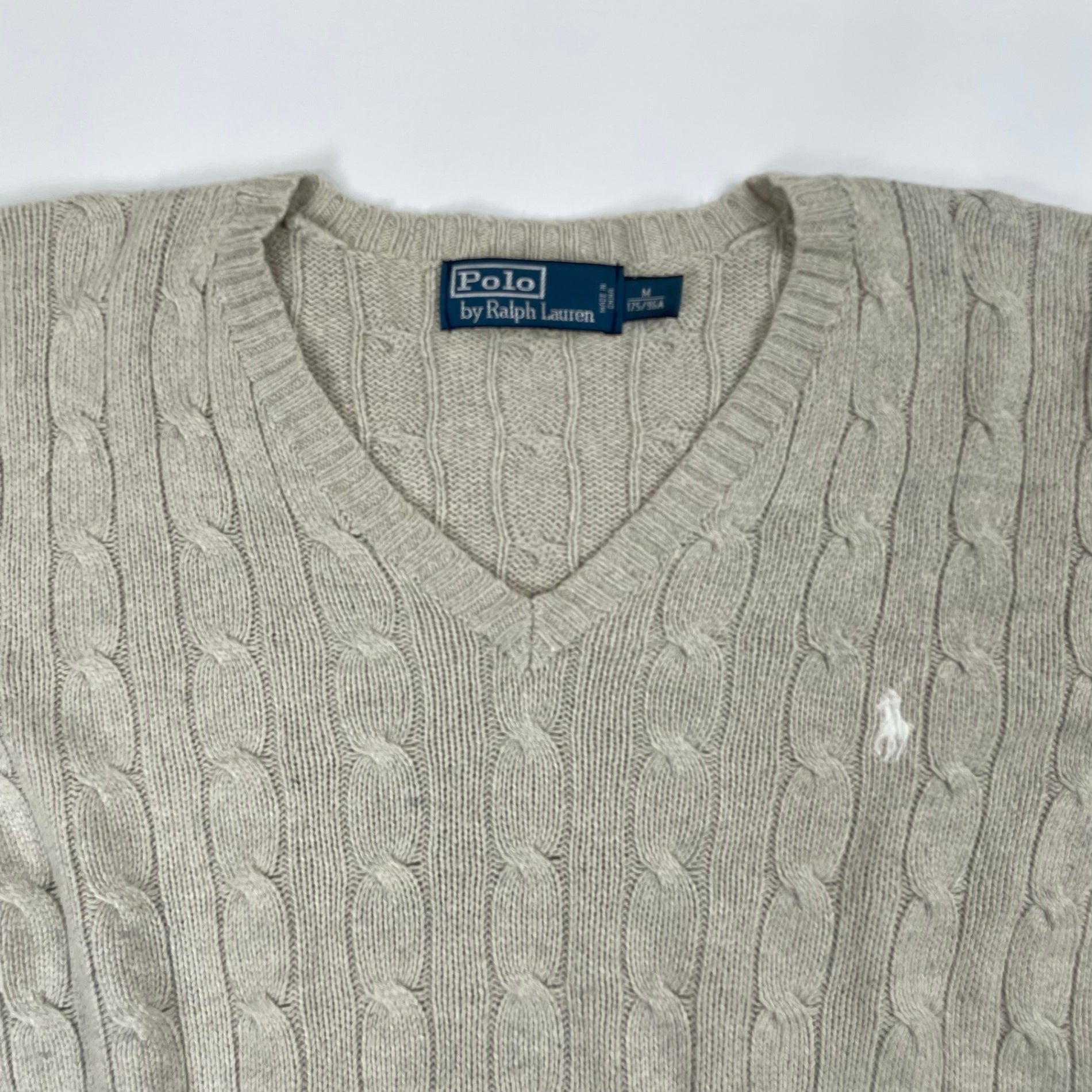 Polo by Ralph Lauren ポロバイ ラルフローレン / 90s ピュアシルク ケーブルVネックニット SIZE:M