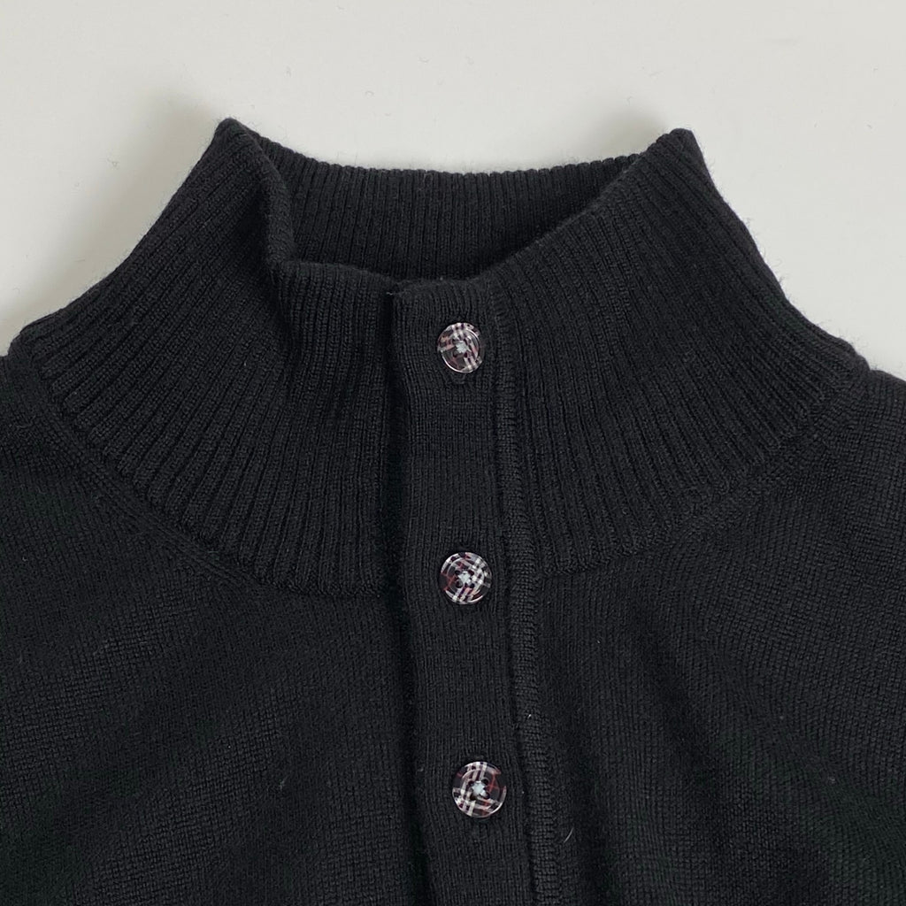 BURBERRY BLACK LABEL バーバリーブラックレーベル / ハーフボタン ハイネックニット シャドーホース ブラック SIZE：2