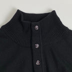 BURBERRY BLACK LABEL バーバリーブラックレーベル / ハーフボタン ハイネックニット シャドーホース ブラック SIZE：2