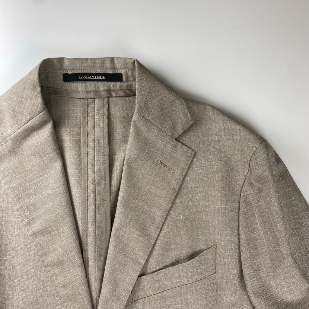 【美品】 TAGLIATORE タリアトーレ / dakar ダカール シルクMIX セットアップ スーツ ウール×シルク×リネン 参考定価：120,000+tax  SIZE:42（S程度）