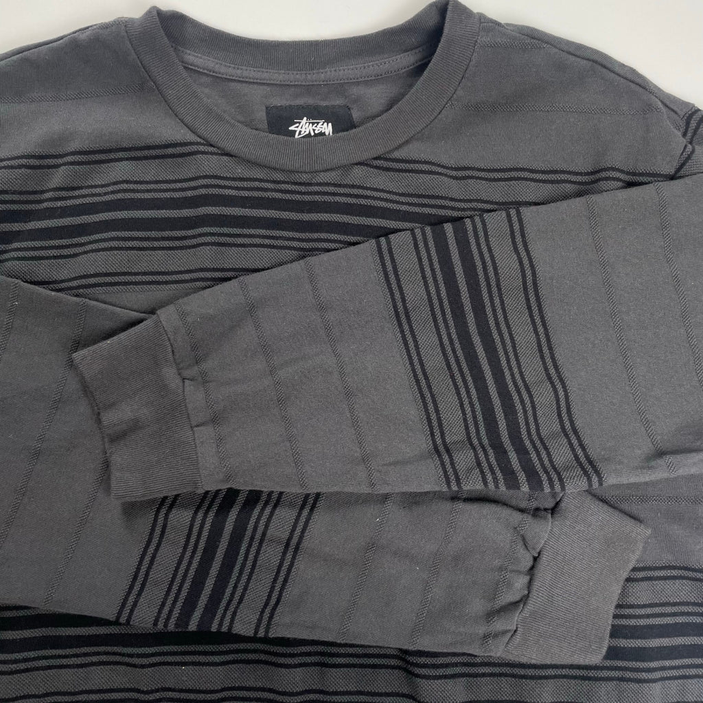 stussy ステューシー / Travis longsleeve crew グレー×ブラック SIZE:S 参考定価：15,000程度