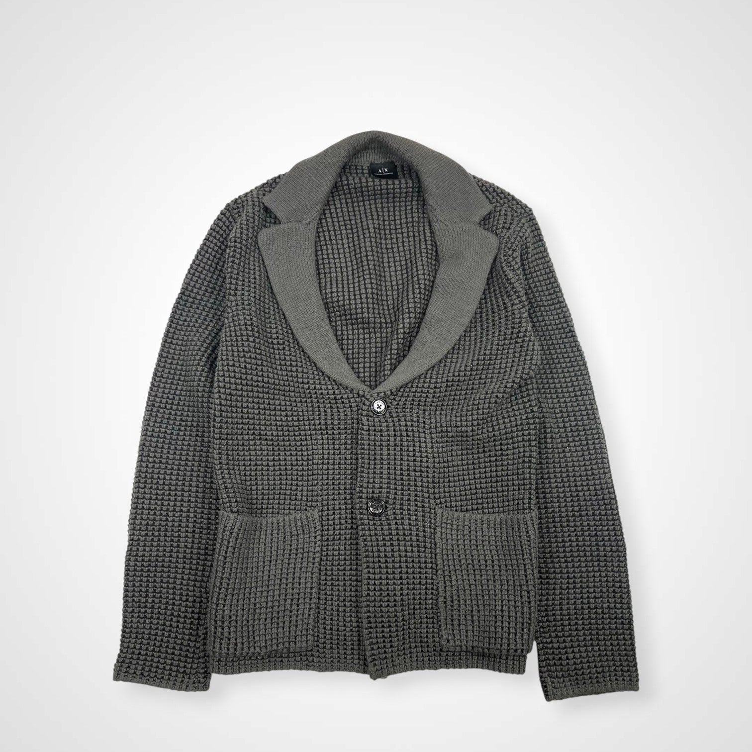 ARMANI EXCHANGE  アルマーニ エクスチェンジ / ワッフルニットショールカラーカーディガン  参考定価：35,000程度 SIZE:M