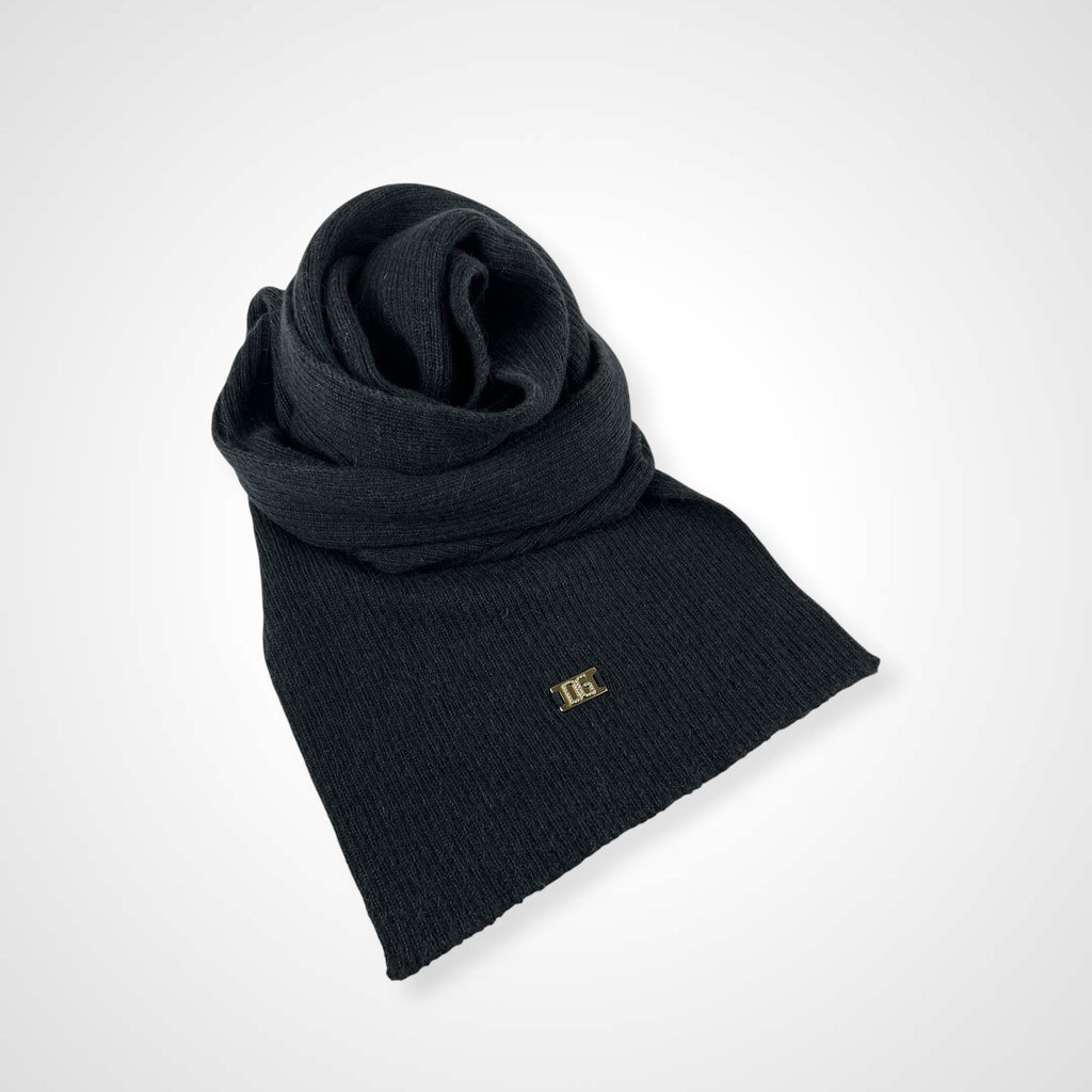 DOLCE＆GABBANA ドルチェアンドガッバーナ / ロゴチャーム アルパカマフラー グレー