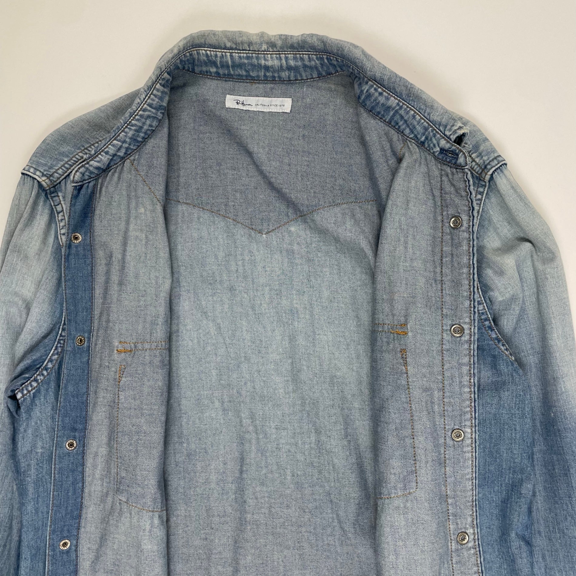 Ron herman ロンハーマン / ヴィンテージ加工 スナップボタンデニムシャツ 参考定価：40,000程度 SIZE:XL