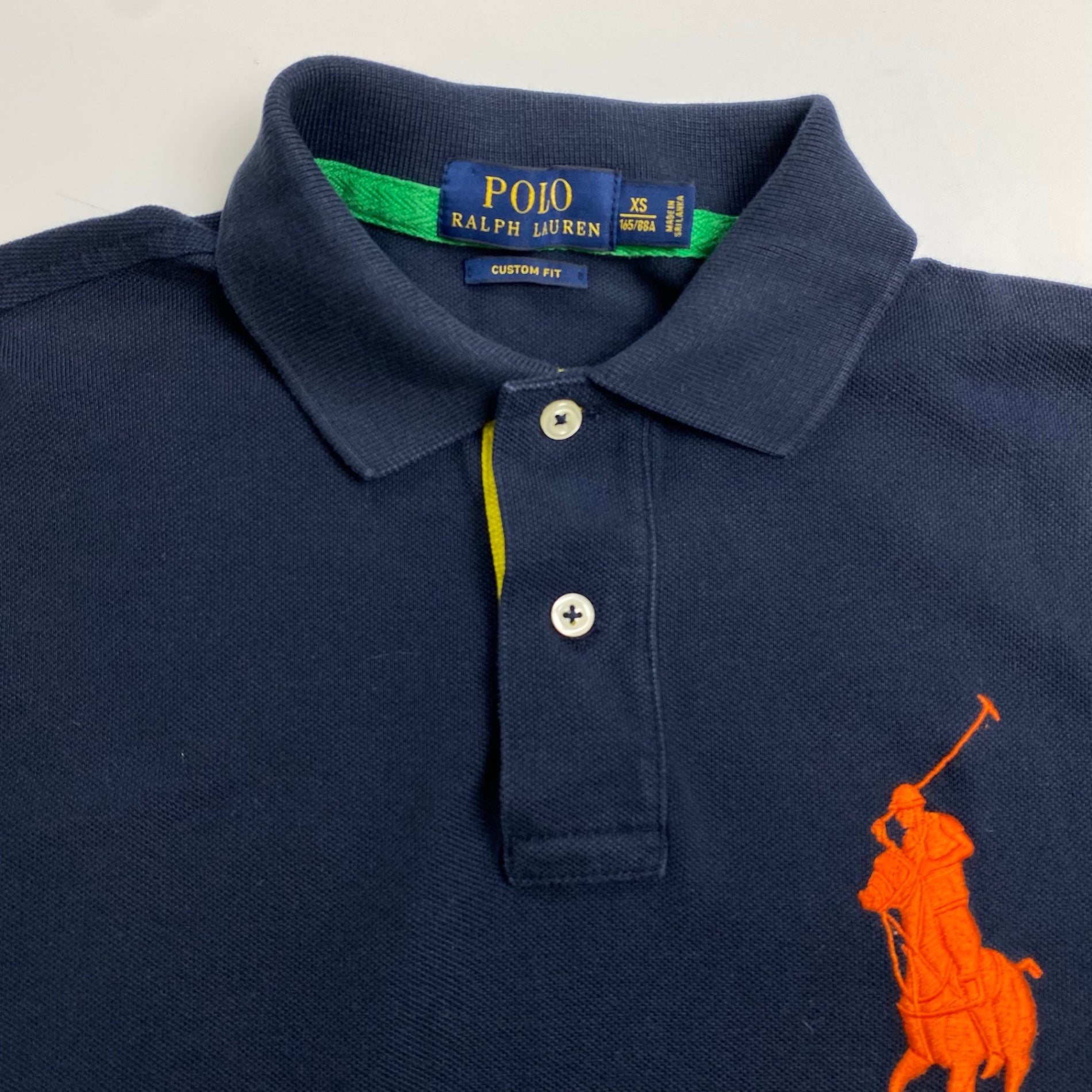 POLO RALPH LAUREN ポロ ラルフローレン / ポロシャツ ビッグポニー ネイビー オレンジ 参考定価：16,500程度 SIZE：XS