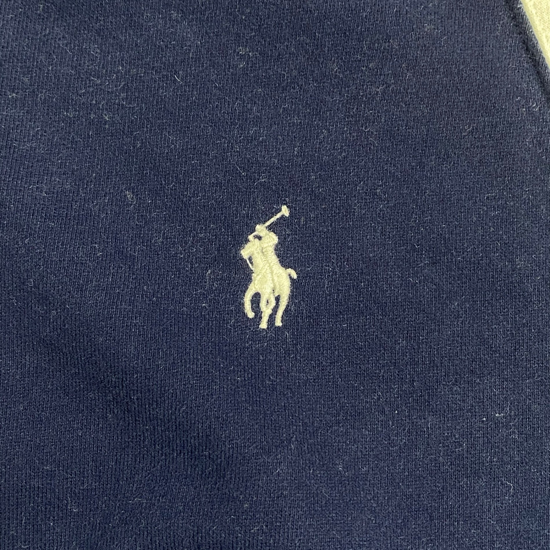 Polo by Ralph Lauren ポロ バイ ラルフローレン / 90s ジップアップスタジャン スウェットジャケット ネイビー×ホワイト CONMARジップ SIZE:S