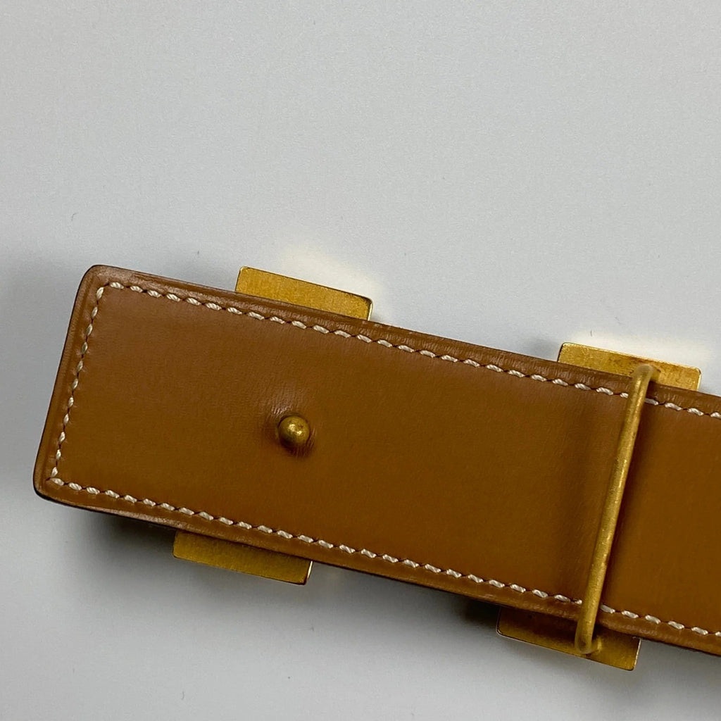 【極美品 鑑定済】 HERMES エルメス / コンスタンス Hバックル レザーベルト 〇Y刻印 ブラック×ベージュ 75cm