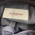 La pignon / ギャザーレザーショルダーバッグ グレー