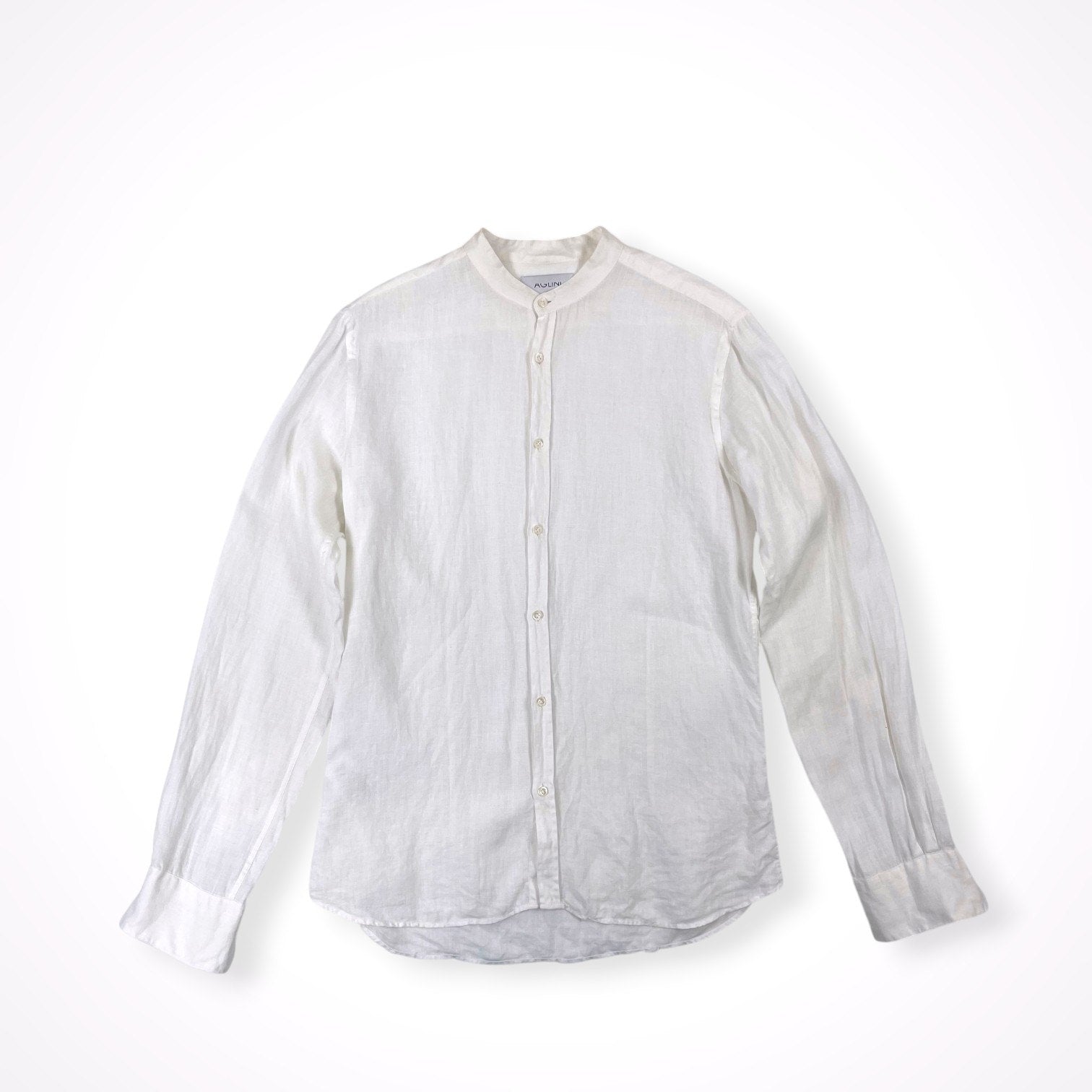 AGLINI / リネンシバンドカラーシャツ 参考定価：30,000程度 SIZE:40