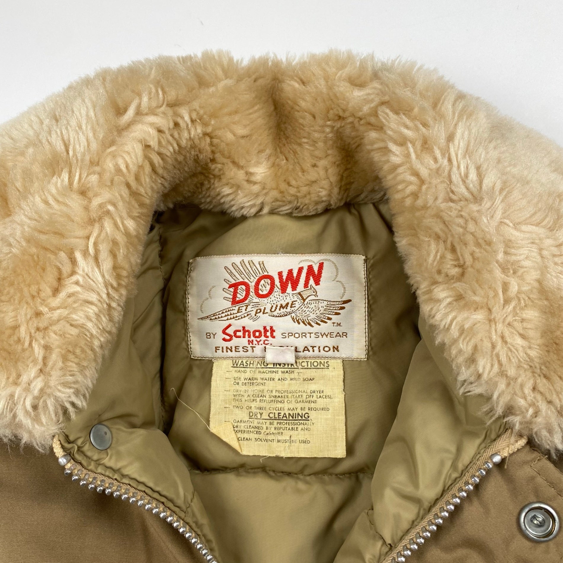 70年代 VINTAGE Schott ショット / ヴィンテージ ダウンジャケット フライトジャケット TALONジップ  ミリタリー SIZE：XS