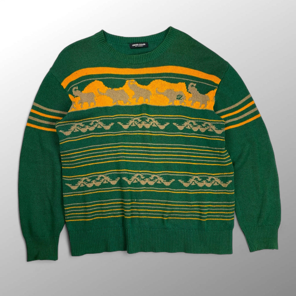 97SS UNDERCOVER アンダーカバー / アーカイブ エレファント期 エレファントニット グリーン×イエロー ユニセックス