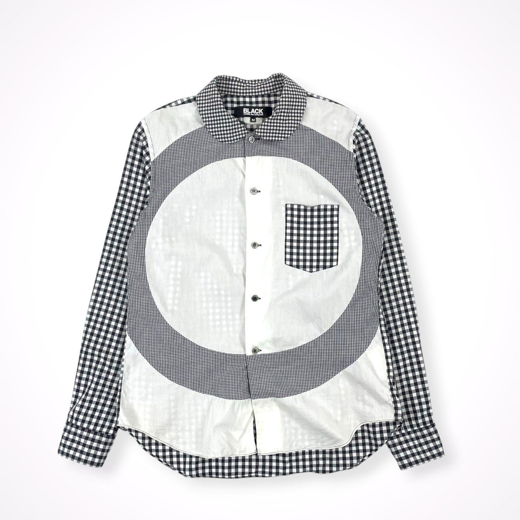 BLACK COMME des GARCONS / 丸襟 ギンガムチェック切替ドッキングシャツ 1M-B019 AD2014 SIZE:M