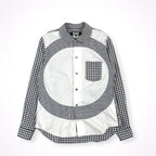 BLACK COMME des GARCONS / 丸襟 ギンガムチェック切替ドッキングシャツ 1M-B019 AD2014 SIZE:M