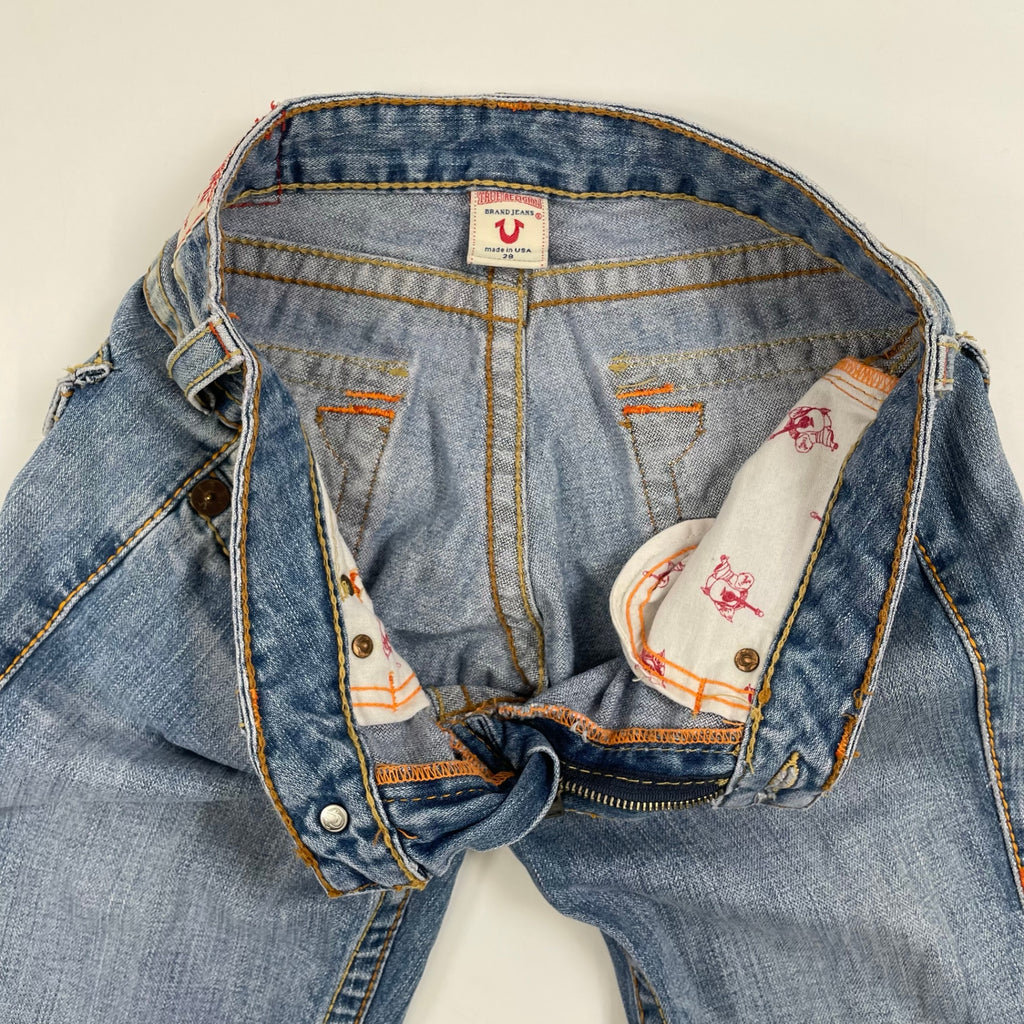 TRUE RELIGION / USA製 JOEY BIG T ダメージ加工フレアデニムパンツ SIZE:28