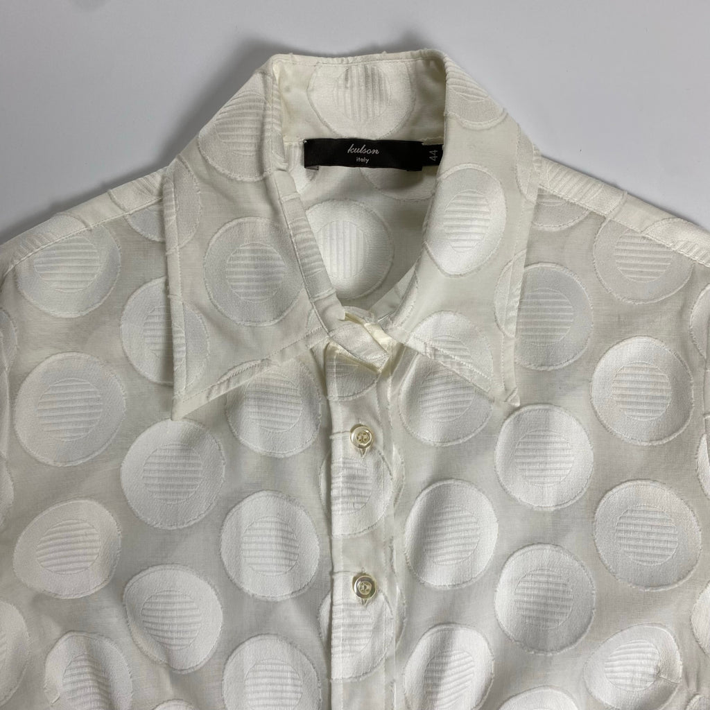 lculson ラクルソン / サークルジャガードシャツ ホワイト MADE IN ITALY SIZE：44
