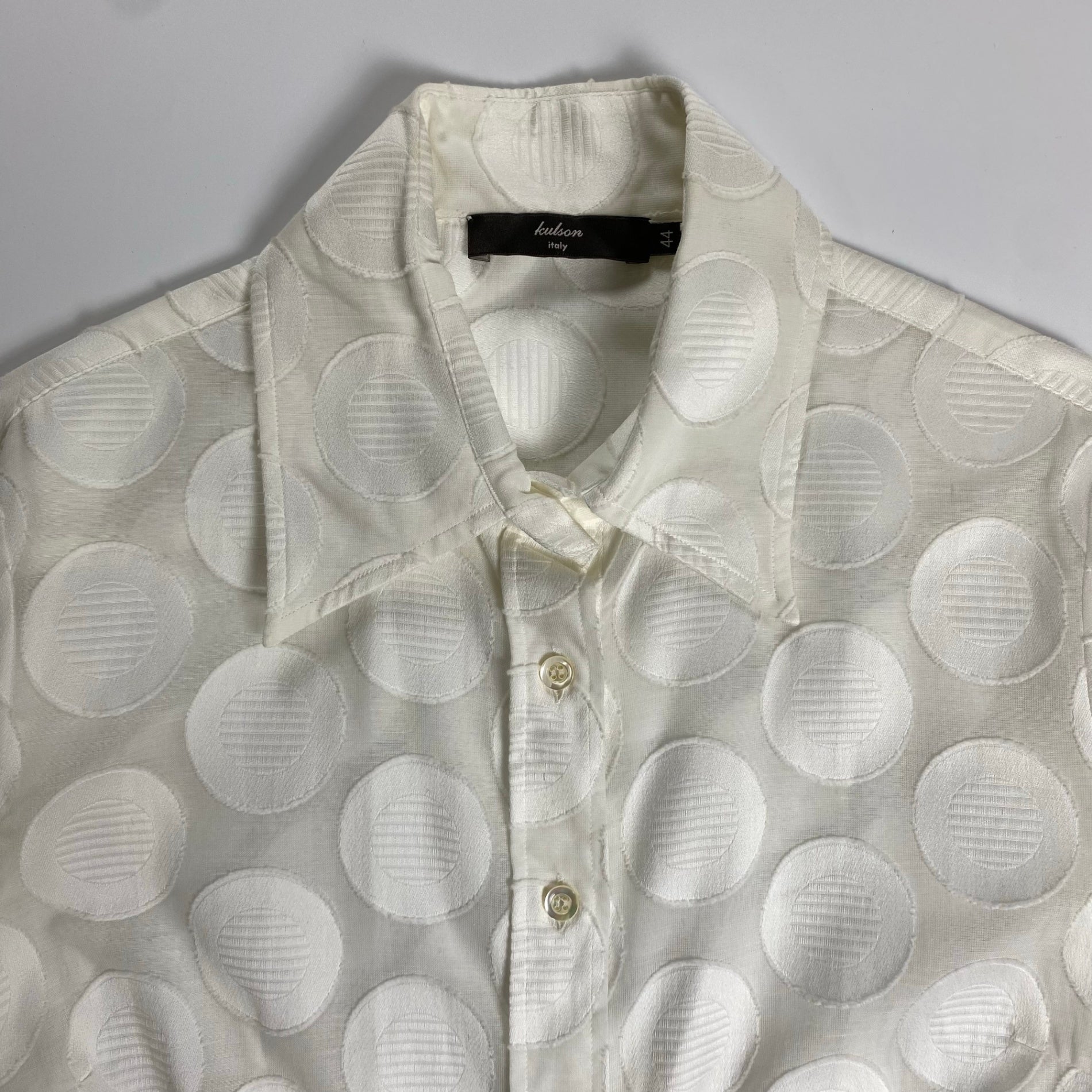lculson ラクルソン / サークルジャガードシャツ ホワイト MADE IN ITALY SIZE：44