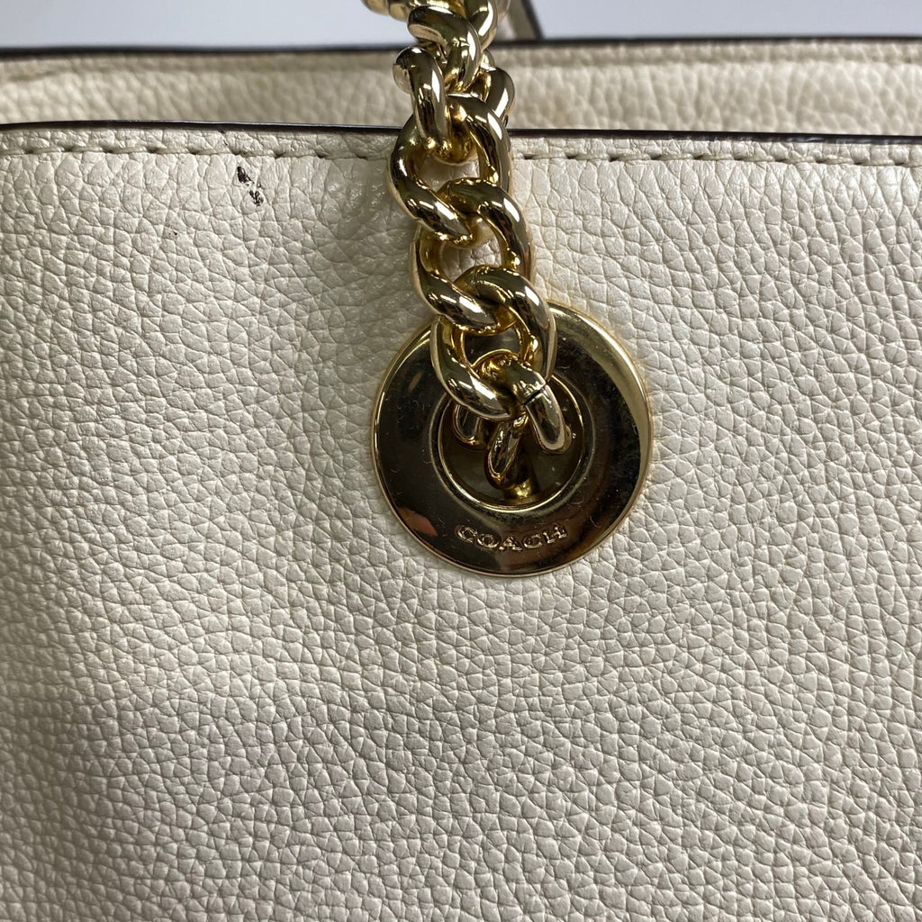 COACH コーチ / ターンロック チェーントートバッグ 本革 ブランドロゴプレート付