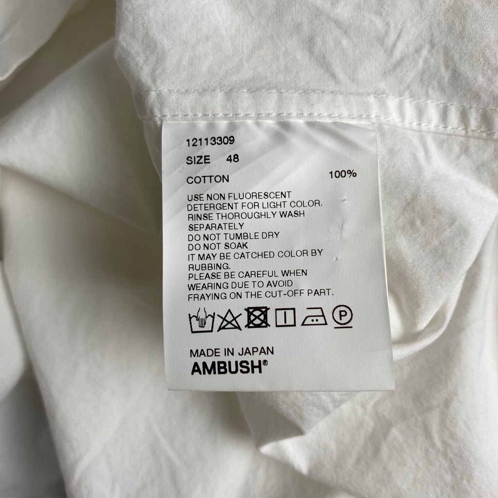AMBUSH アンブッシュ / Back Logo Over Shirt ロゴ 半袖 シャツ ホワイト×ブラック SIZE：48(L程度)