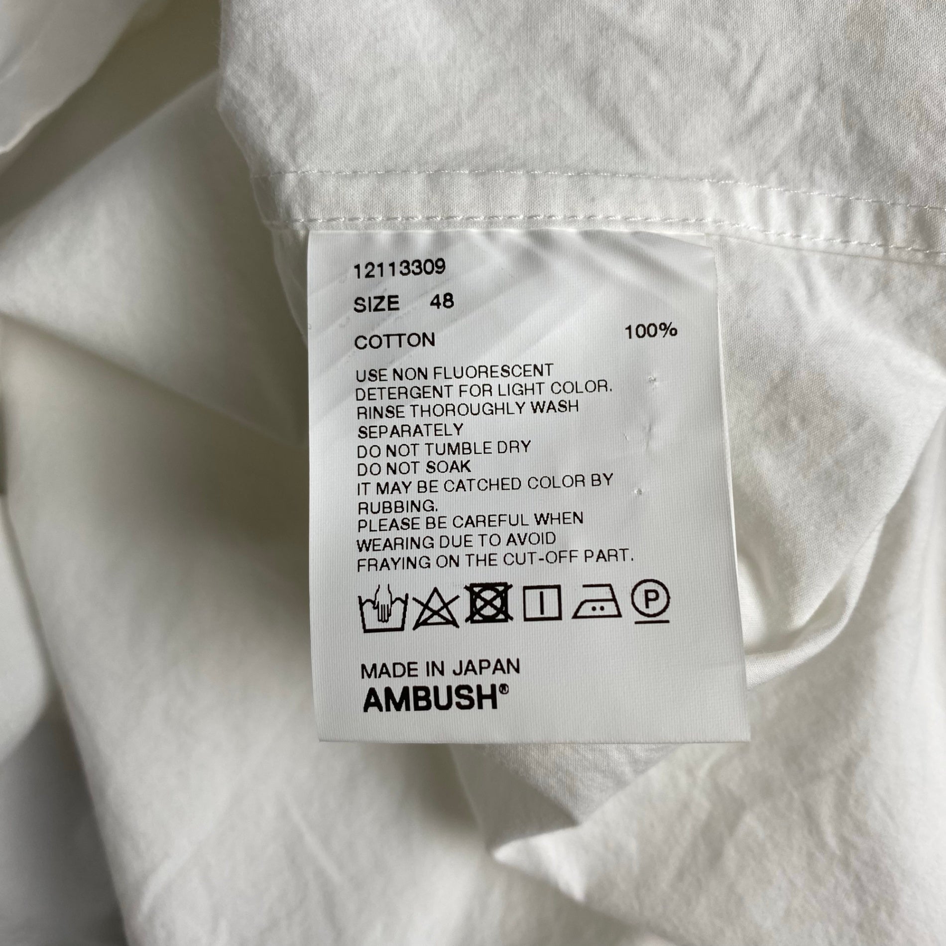 AMBUSH アンブッシュ / Back Logo Over Shirt ロゴ 半袖 シャツ ホワイト×ブラック SIZE：48(L程度)