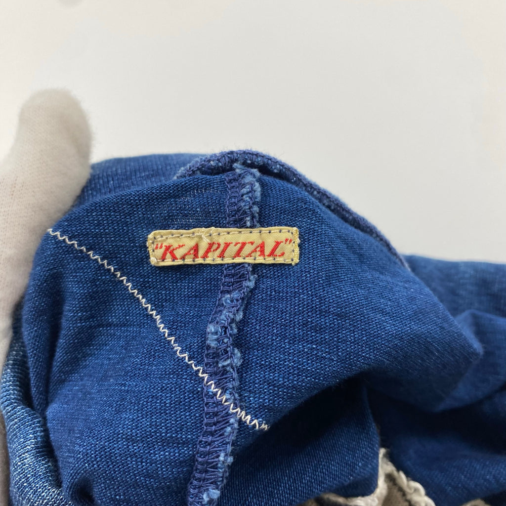 KAPITAL キャピタル / パッチワーク インディゴ タイト ロングスカート コットン リネン SIZE:XS