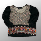 tricot COMME des GARCONS トリコ コムデギャルソン / フラワープリント×刺繍カットソー ブラウス AD2007 SIZE:S-M程度