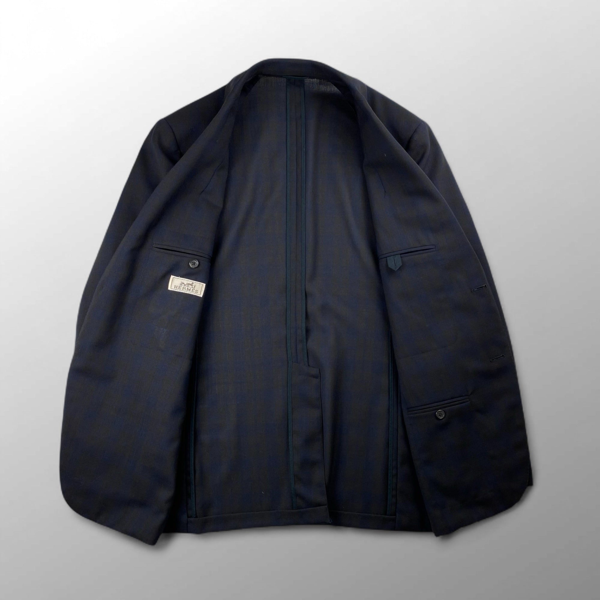 【極美品】 HERMES エルメス / チェック柄 アンコン テーラードジャケット SIZE:48