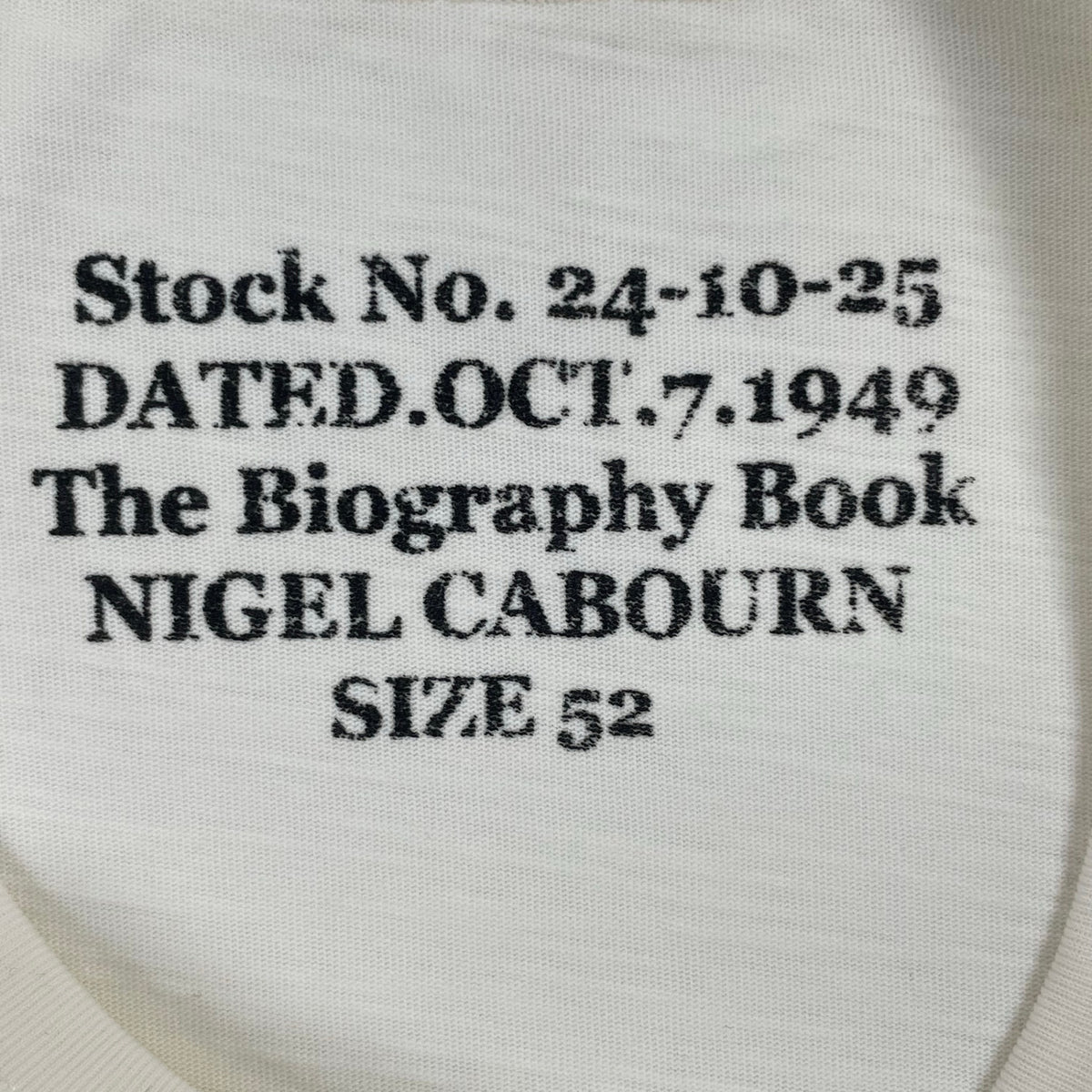 Nigel Cabourn / Biography Book T-Shirt 限定品 SIZE：52