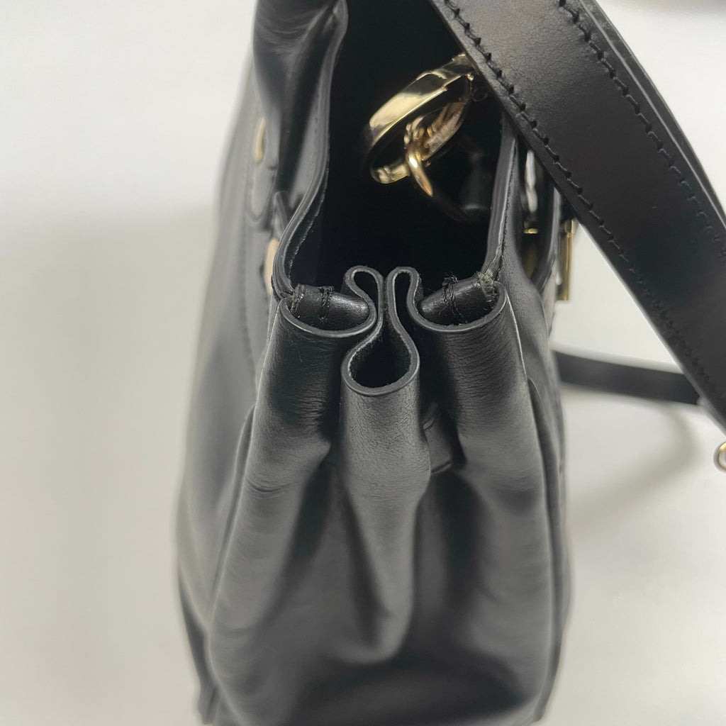 Anne Coquine / クロア付カウレザーハンドバッグ 未使用品 ブラック 参考定価：35,000程度