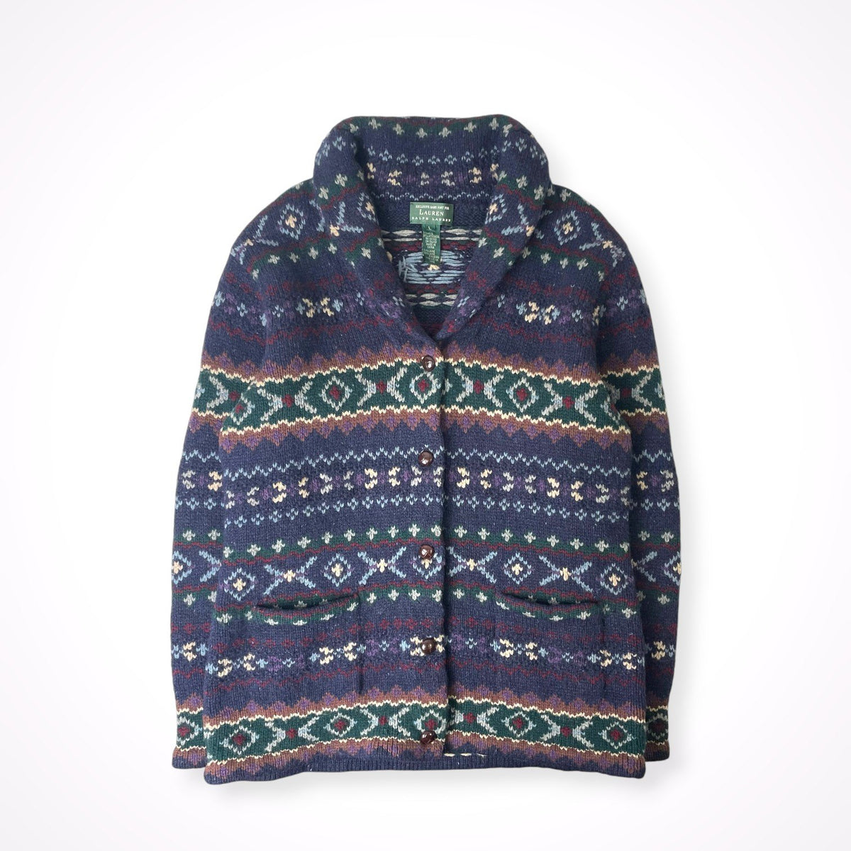 LAUREN RALPH LAUREN / ハンドニットショールカラーカーディガン SIZE:L