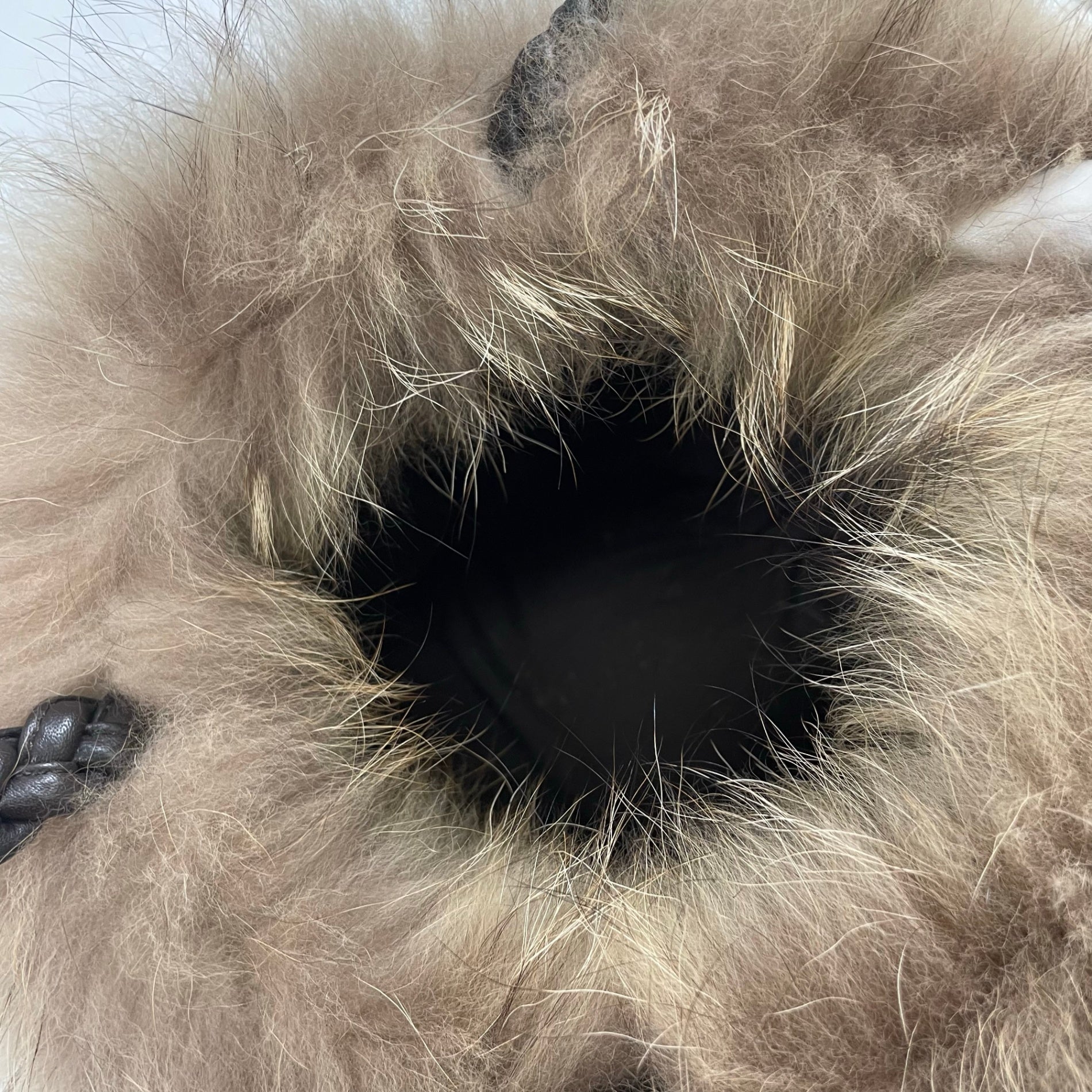 Leilian レリアン / レザー×ファーバケツバッグ ブラウン