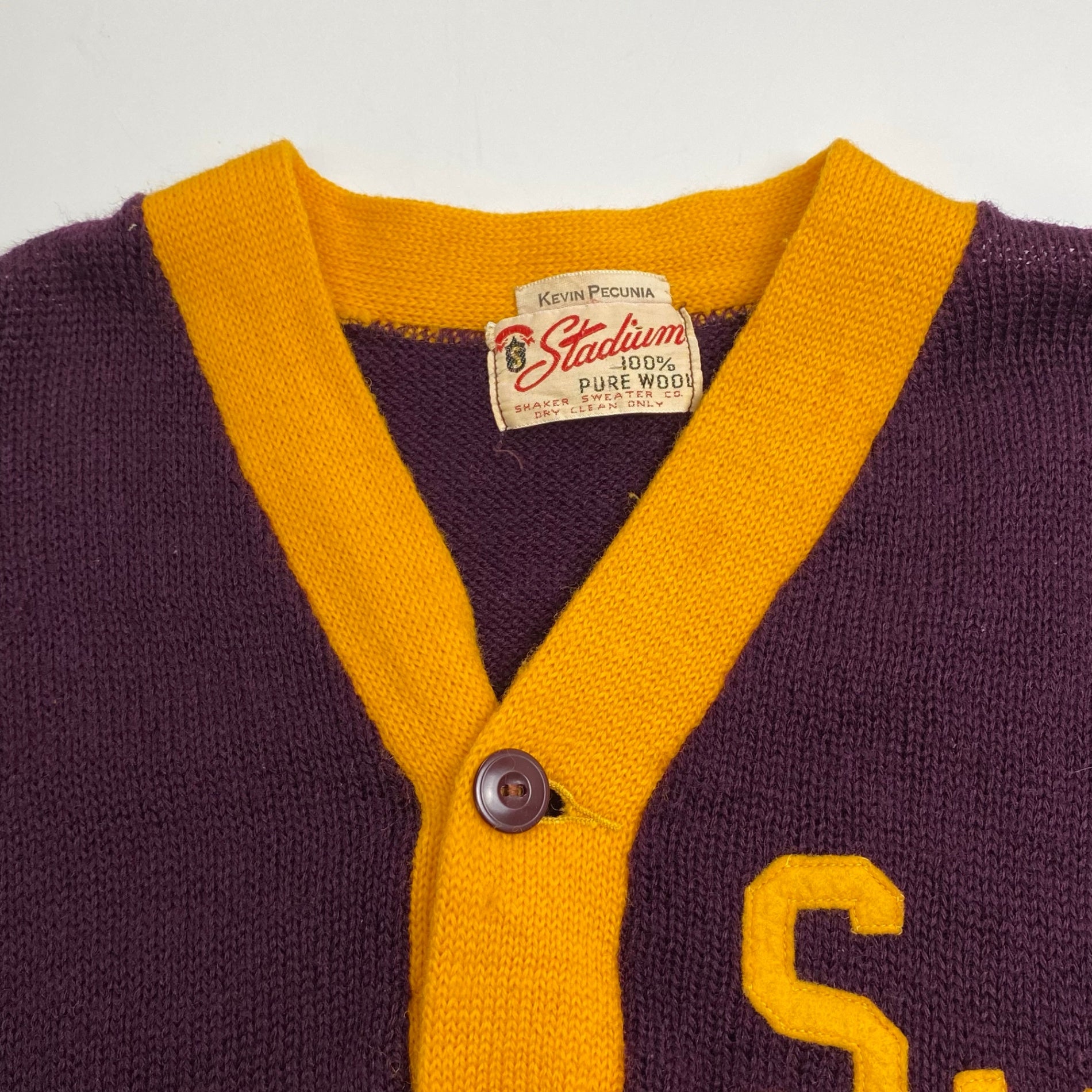 50s Stadium スタジアム / ヴィンテージ レタードカーディガン PURE WOOL SIZE:M程度