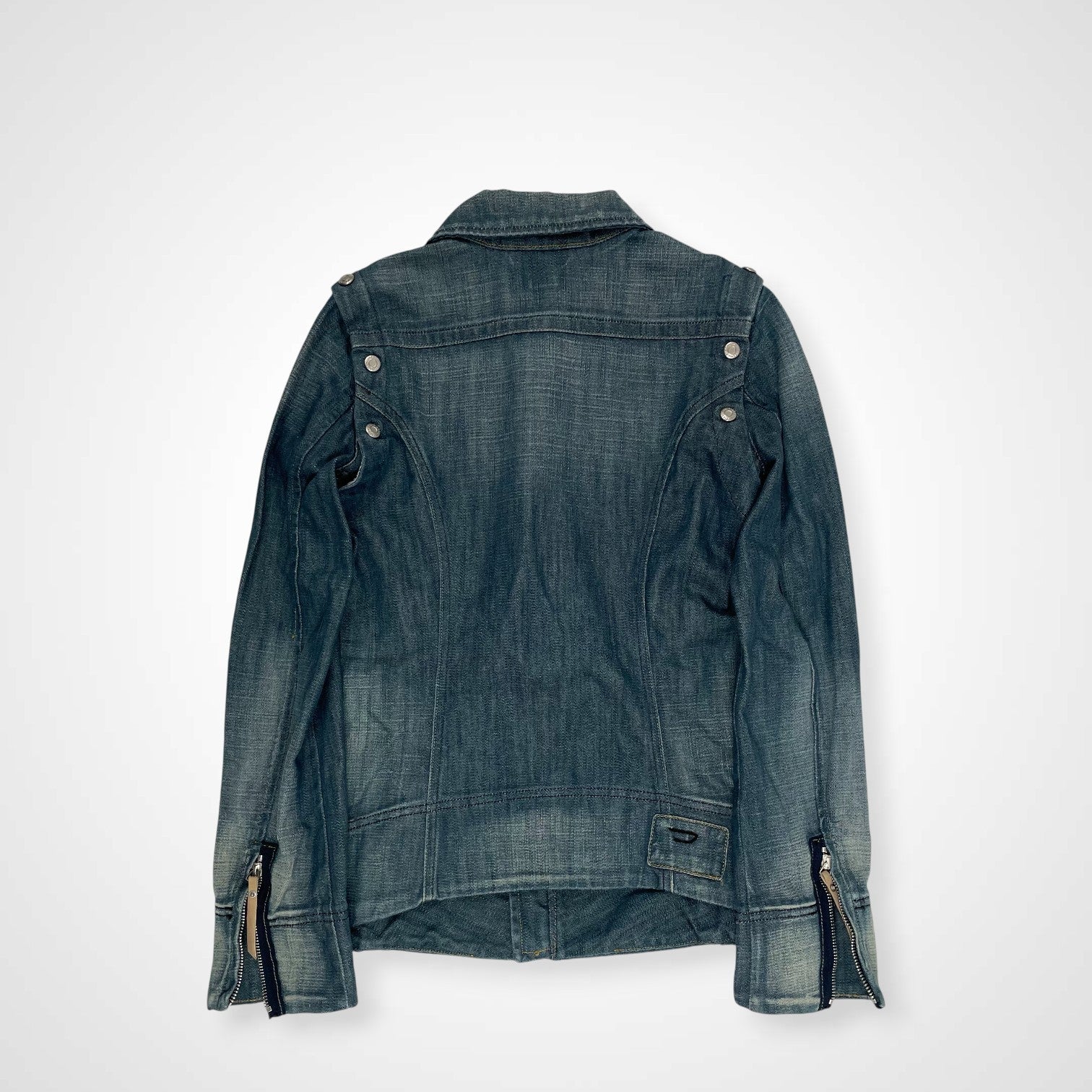 2000s d.i.a. 当時物 希少デニム色褪せジップギミックジャケット 平成 DIESEL ディーゼル / 00s ギミックジップデニムジャケット ライダース