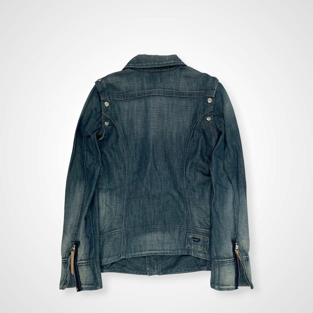 DIESEL ディーゼル / 00s ギミックジップデニムジャケット ライダース ベスト SIZE：S