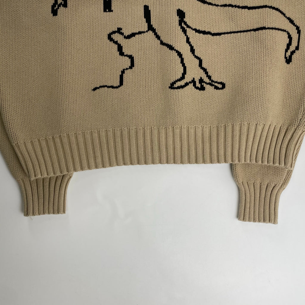 LABROS ラブロス / DINO HOODED SWEATER ニットパーカー ベージュ 参考定価：25,000程度 SIZE:L