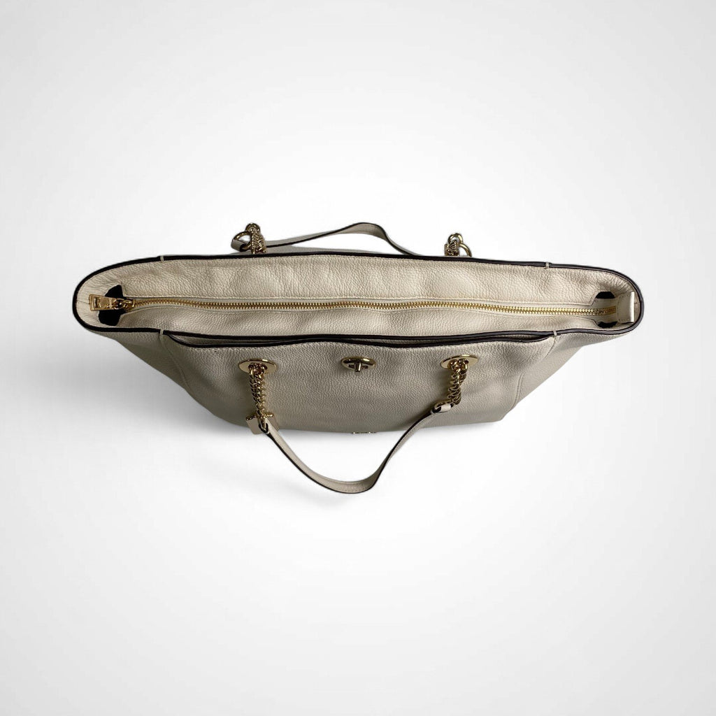 COACH コーチ / ターンロック チェーントートバッグ 本革 ブランドロゴプレート付