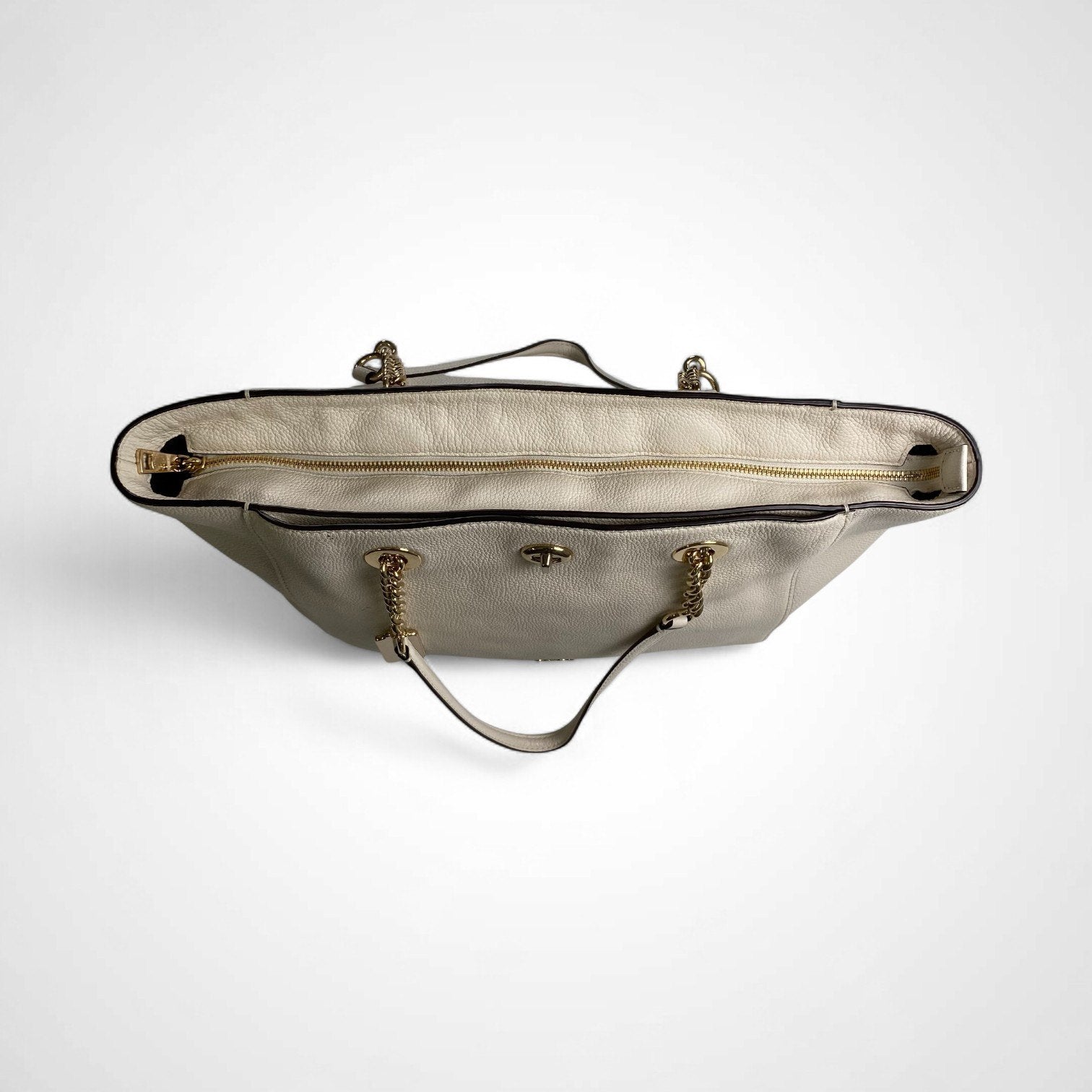 COACH コーチ / ターンロック チェーントートバッグ 本革 ブランドロゴプレート付