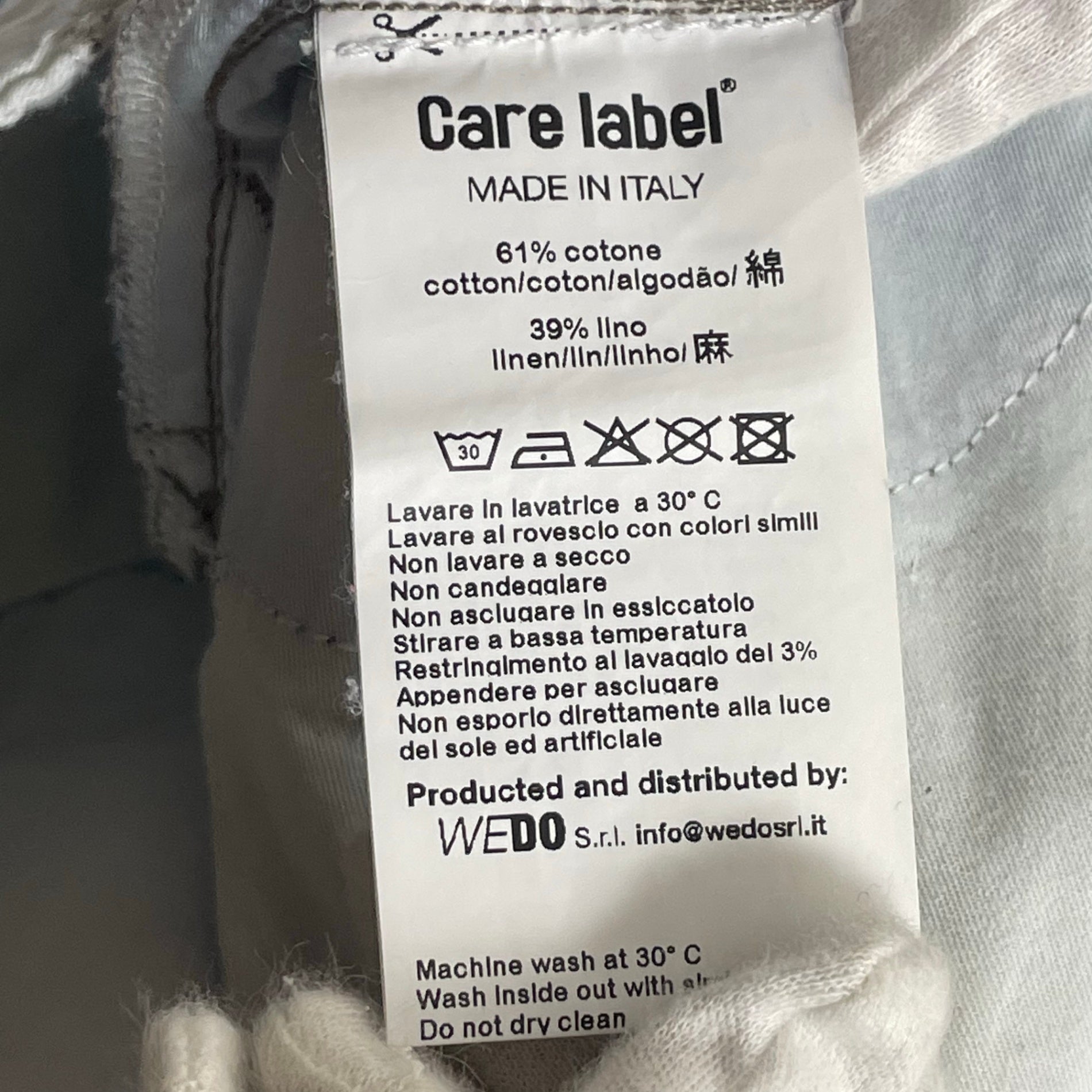 CARE LABEL ケアレーベル / コットンリネンデニムパンツ 参考定価：48,000程度 イタリア製 SIZE:31
