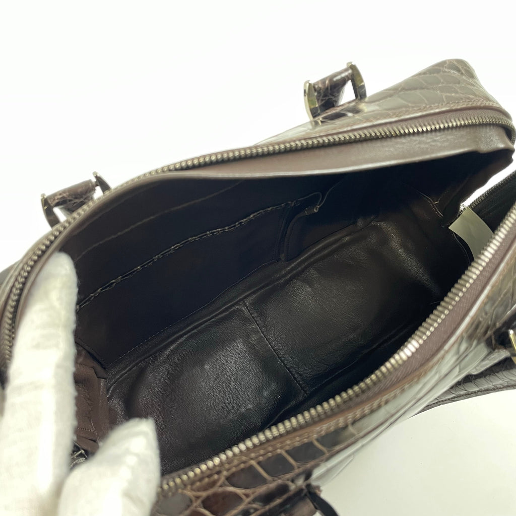 GIORGIO ARMANI / 90-00s ヴィンテージ クロコ型押しハンドバッグ 参考定価：400,000程度