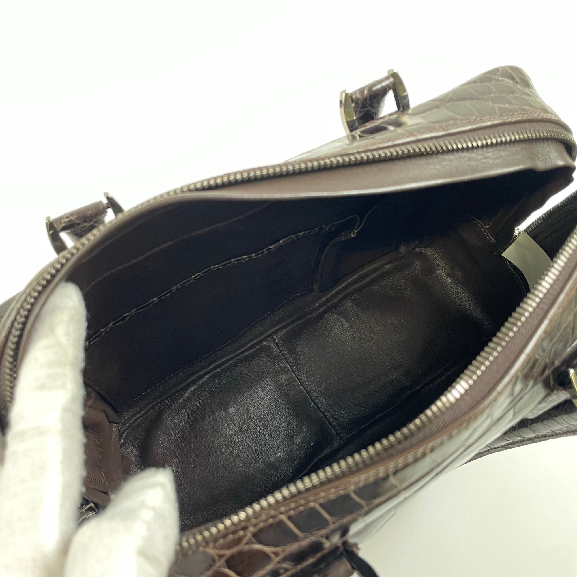 GIORGIO ARMANI / 90-00s ヴィンテージ クロコ型押しハンドバッグ 参考定価：400,000程度