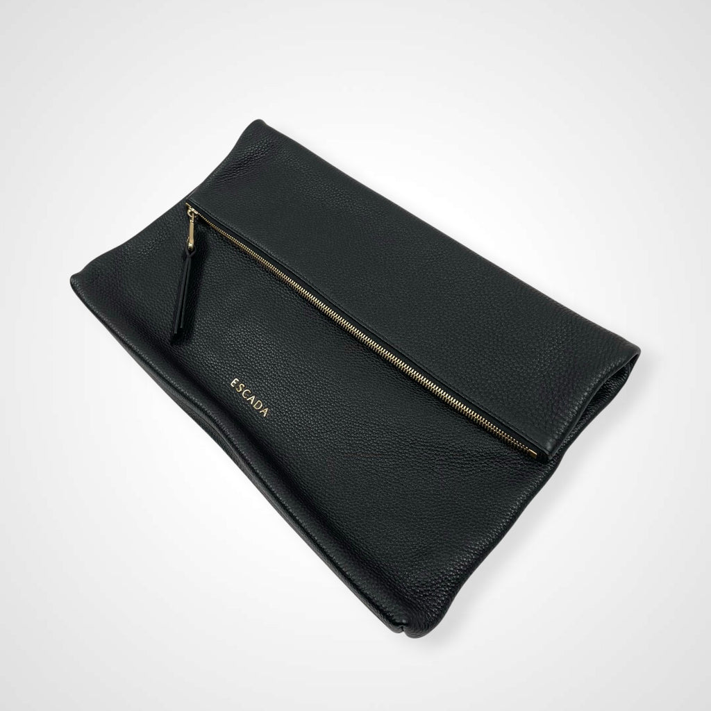 ESCADA エスカーダ / レザークラッチバッグ 折りたたみ型 ブラック 参考定価：130,000程度